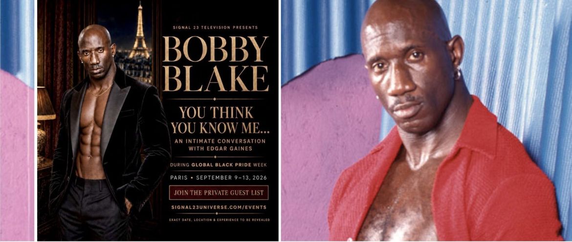 Ex-super star du X gay US, l’Afro-Américain Bobby Blake est attendu à Paris, du 9 au 13 septembre, pour une série d'entretiens exceptionnels