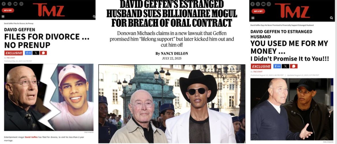 David Armstrong vs David Geffen : Une procédure de divorce avec déballage de linge sale entre l’ex-acteur porno et le richissime philanthrope