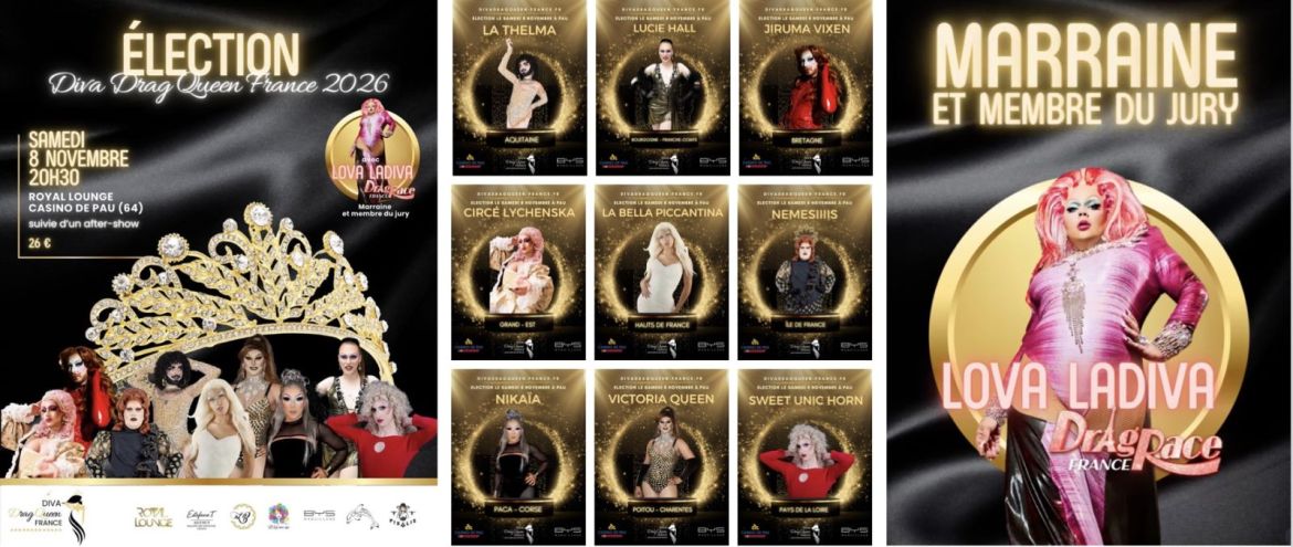 Samedi 8 novembre à Pau : Élection "Diva Drag Queen France 2026" au "Royal Lounge Casino"
