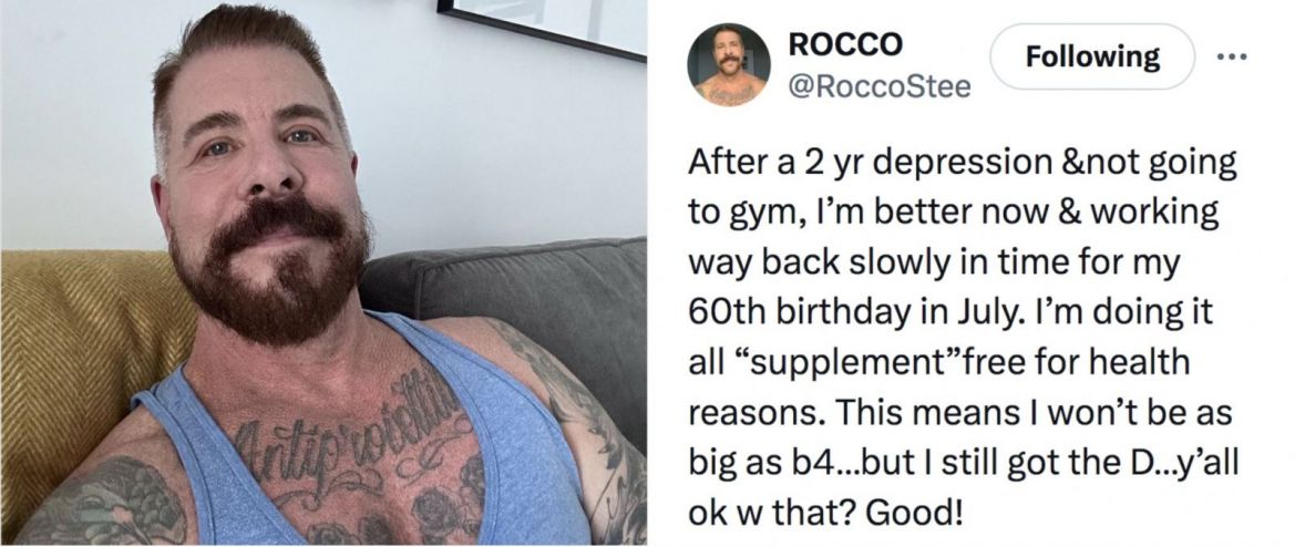 Sexy daddy aux 25 cm très épais, Rocco Steele se sort d’une dépression !