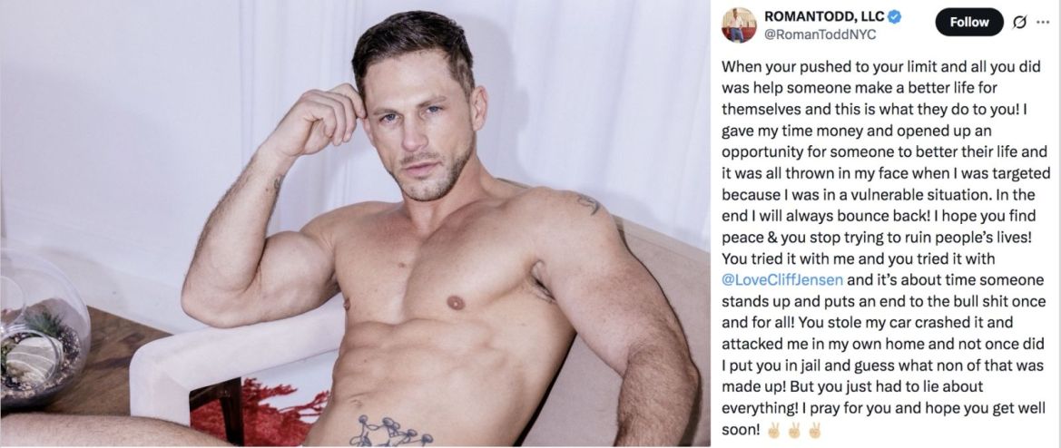 Star multiawardisée du X gay US, le pansexuel Roman Todd redevient célibataire !