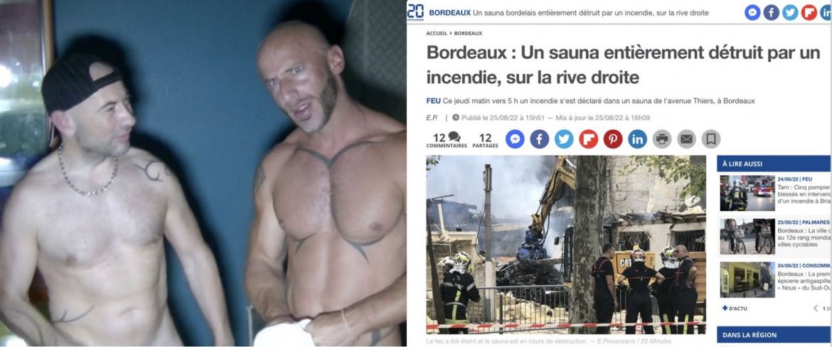 Le "Sauna Thiers" entièrement détruit par un incendie. Espace de convivialité gay de Bordeaux, il était aussi un lieu de tournage emblématique de CrunchBoy